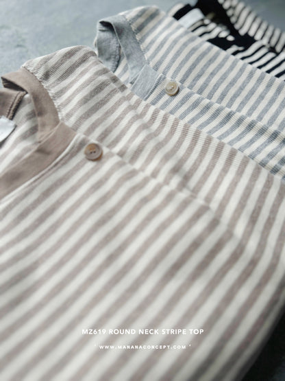 MZ619 ROUND NECK STRIPE TOP