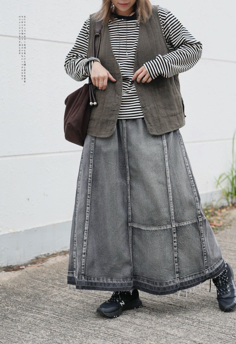 NA434 REMAKE DESIGN DENIM SKIRT