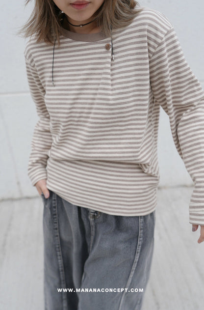 MZ619 ROUND NECK STRIPE TOP