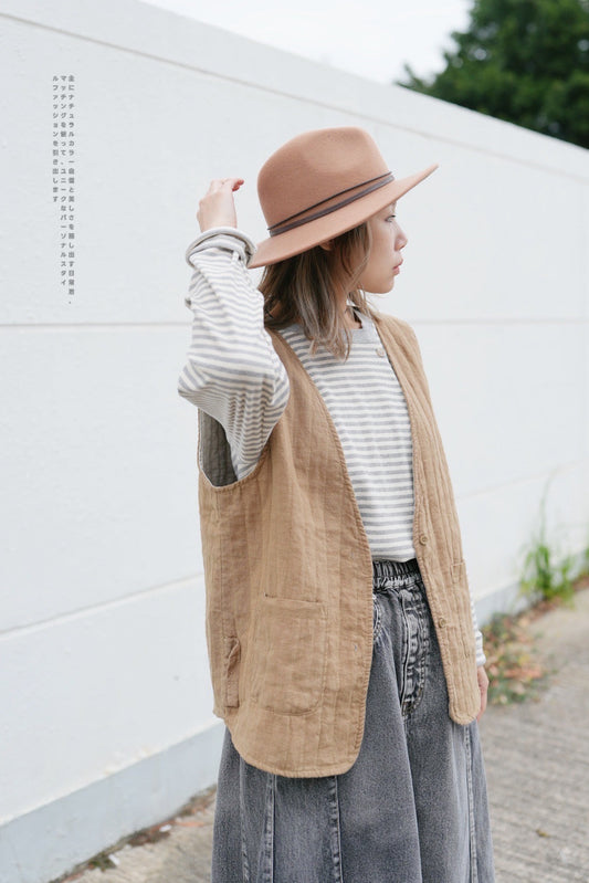 MZ611 LINEN STRIPED WORK VEST