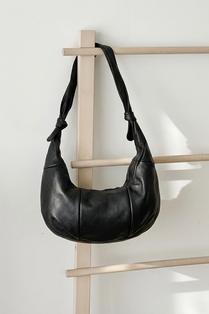 MB015 ITALIAN HANDMADE LAMBSKIN CROISSANT HOBO BAG