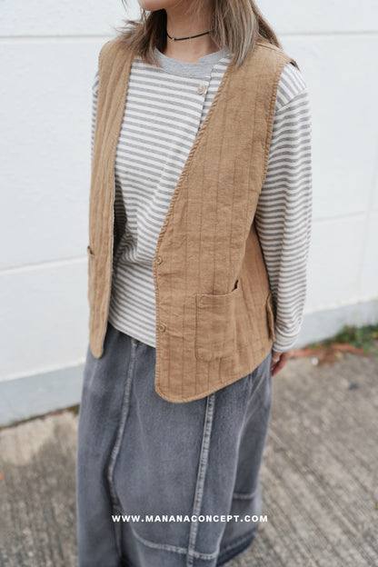 MZ611 LINEN STRIPED WORK VEST