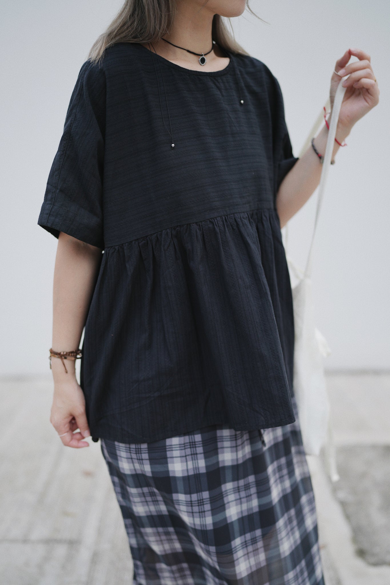 MZ338 Black Mirror Pendant Necklace