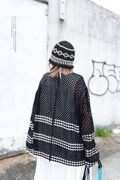 NA435 CROCHET V-NECK CARDIGAN