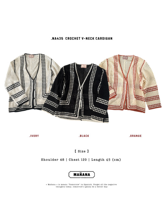 NA435 CROCHET V-NECK CARDIGAN