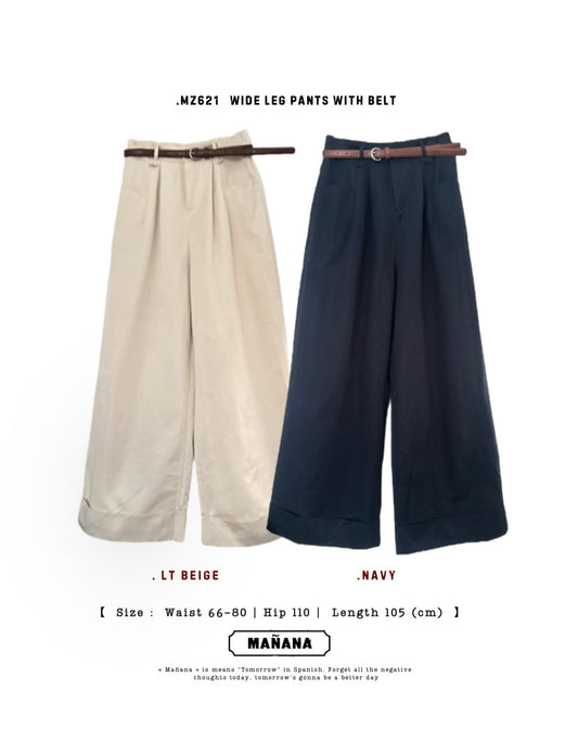 MZ621 WIDE LEG PANTS WITH BELT
