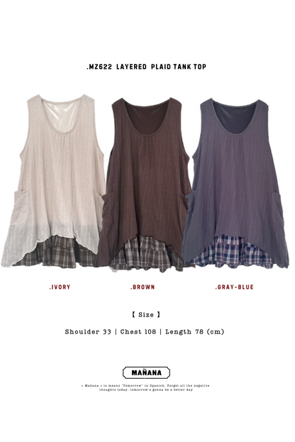 MZ622 LAYERED PLAID TANK TOP