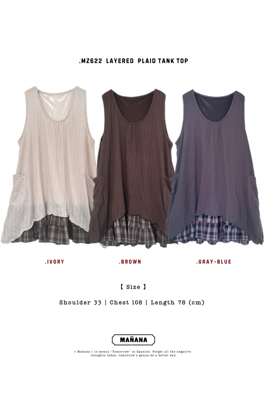 MZ622 LAYERED PLAID TANK TOP