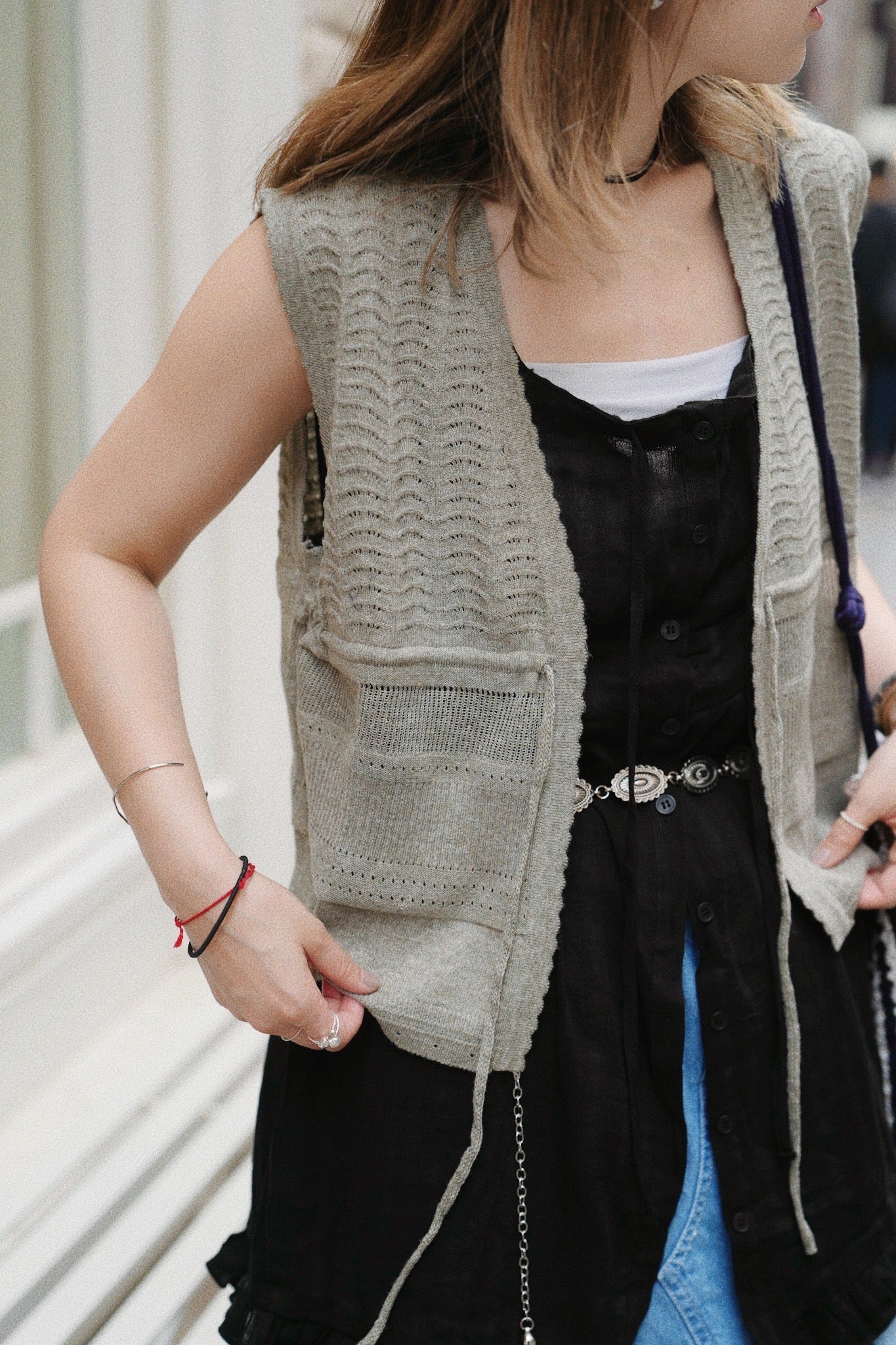 MZ760 RIBBON KNIT VEST