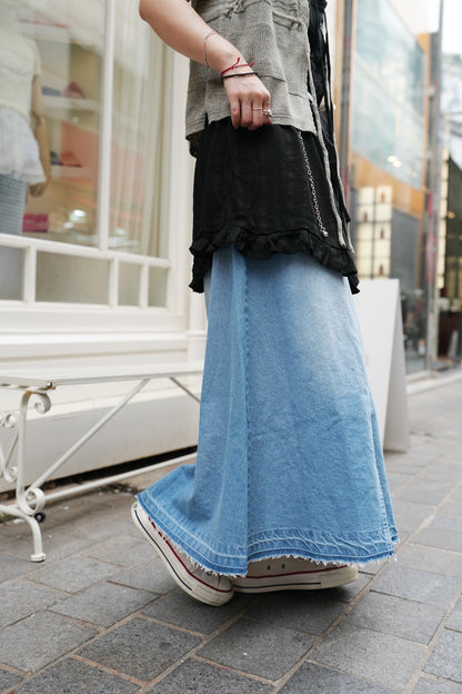 CA701 WASHED DENIM SKIRT
