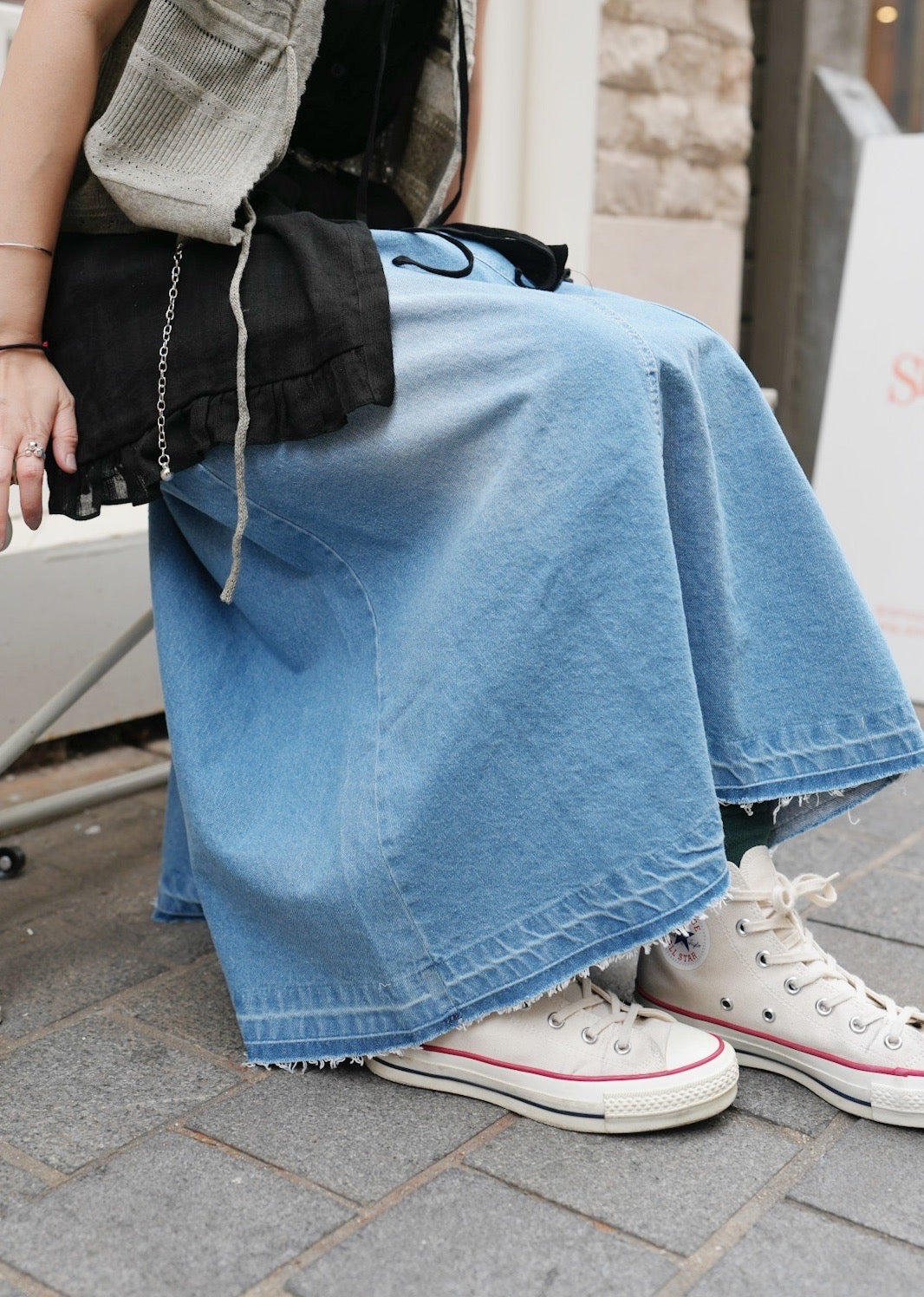 CA701 WASHED DENIM SKIRT