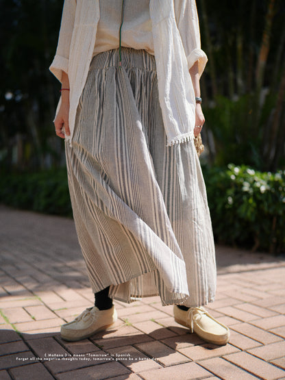 NA405 Striped Cotton Skirt with Lining