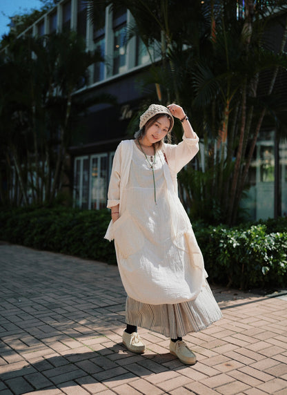 NA405 Striped Cotton Skirt with Lining