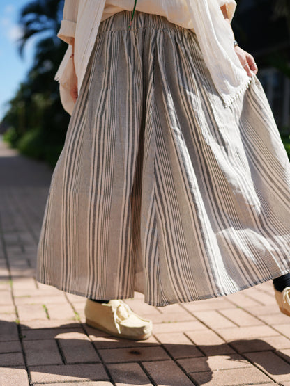 NA405 Striped Cotton Skirt with Lining