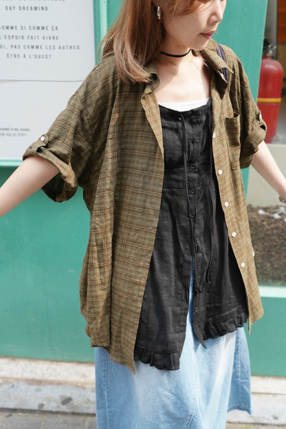 MZ755 LOOSE-FIT PLAID SHIRT