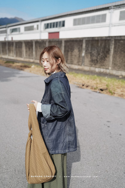 MZ543 ROUND COLLAR DENIM PULLOVER