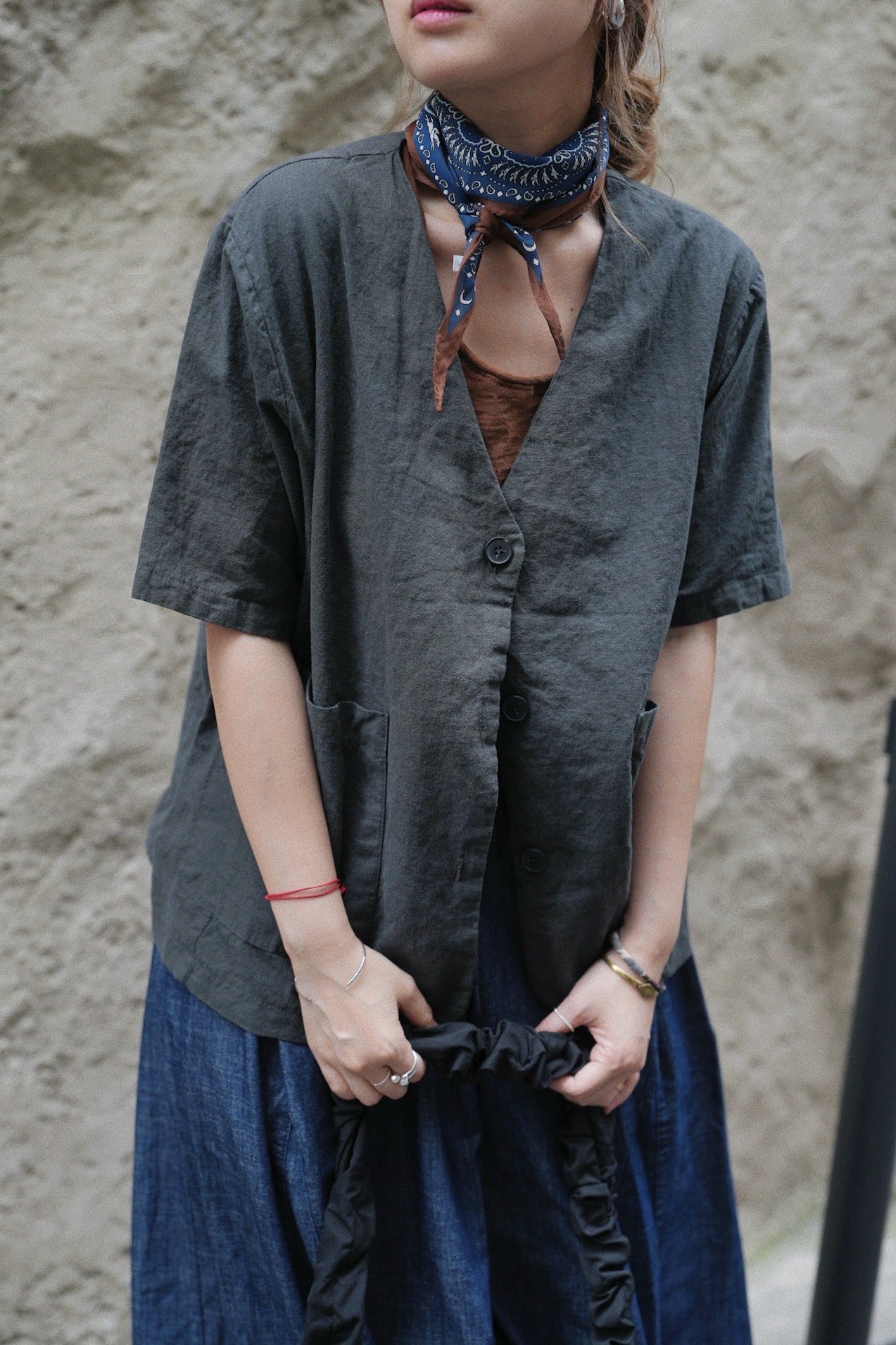 MZ762 V-NECK LINEN BLAZER