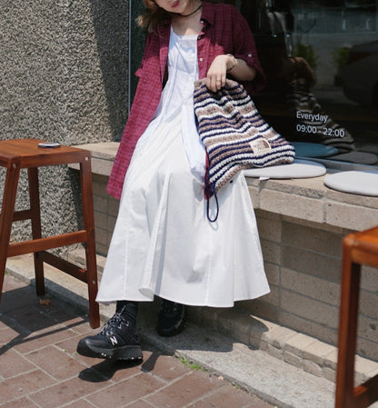 MZ758 POPLIN PLEATED SKIRT ( WITH LINING )