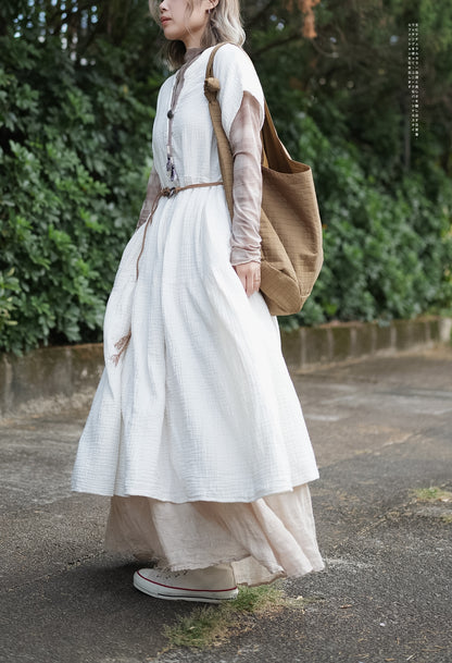 CA663 V-NECK BUTTON OP DRESS