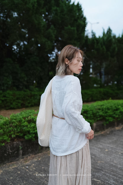 CA673 GAUZE COLLARLESS SHIRT
