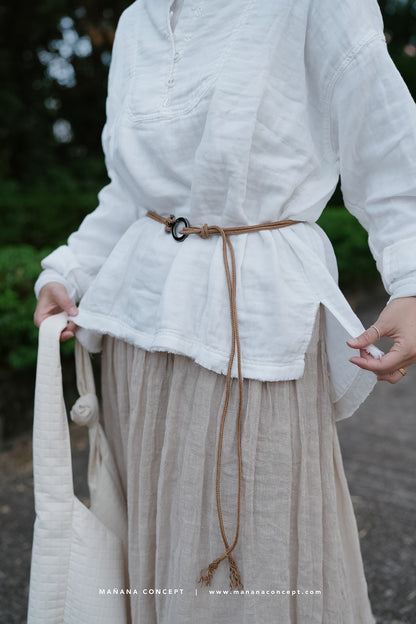 CA673 GAUZE COLLARLESS SHIRT