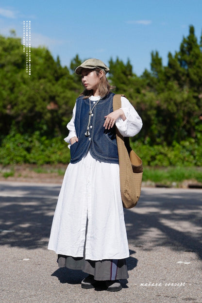 CA685 ROUND NECK DENIM VEST