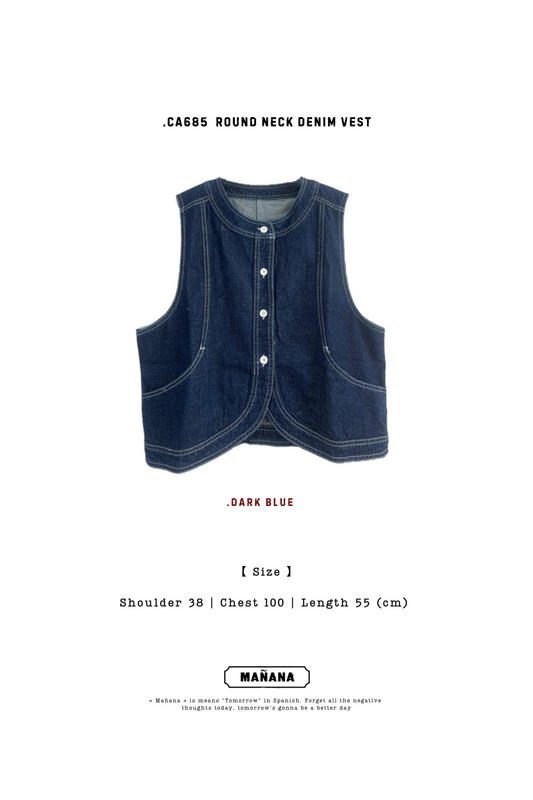 CA685 ROUND NECK DENIM VEST