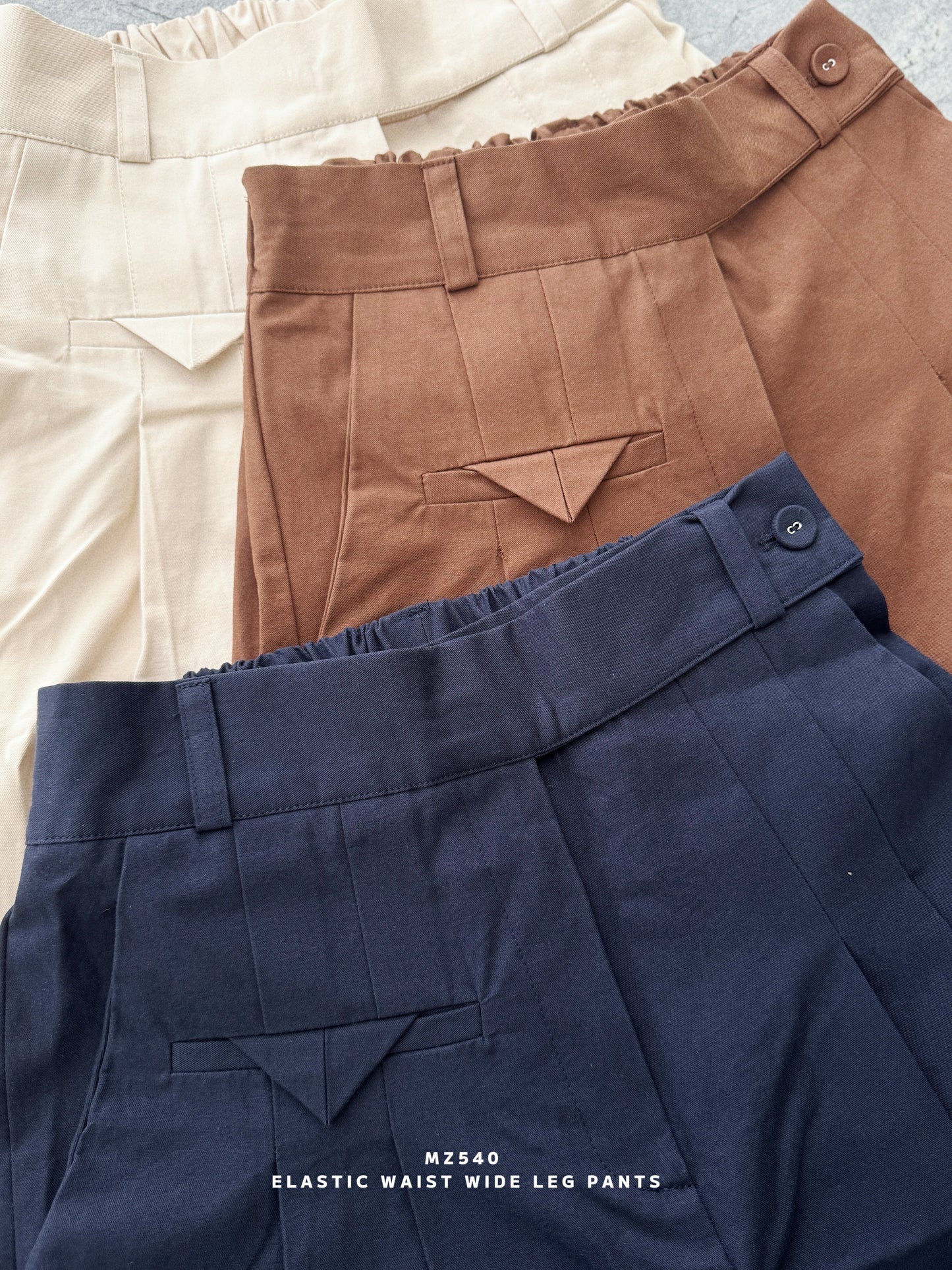MZ540 ELASTIC WAIST WIDE LEG PANTS