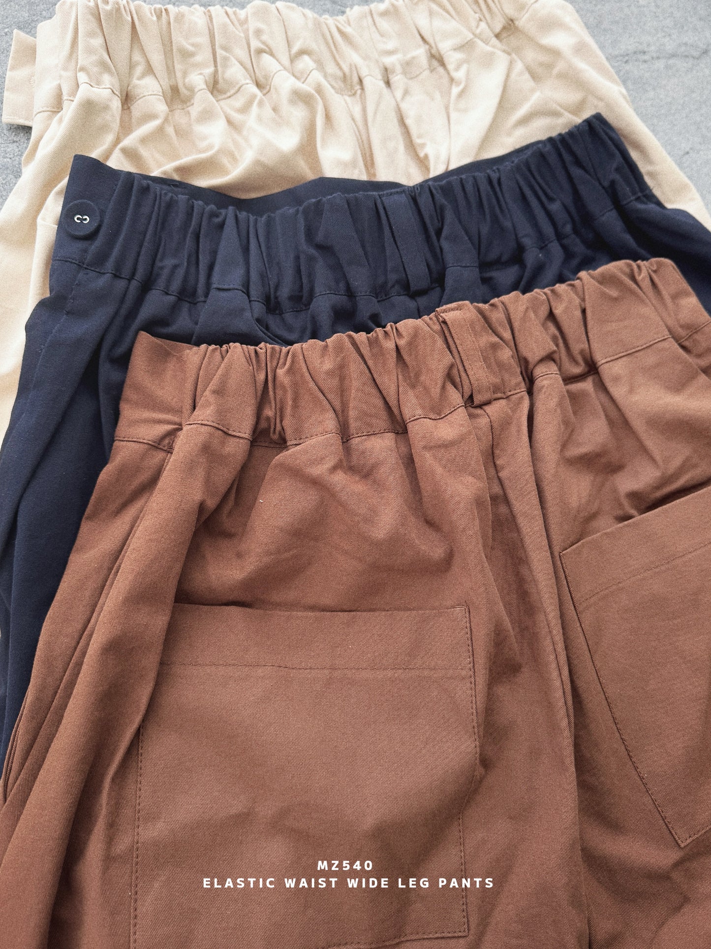 MZ540 ELASTIC WAIST WIDE LEG PANTS