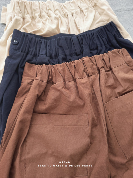 MZ540 ELASTIC WAIST WIDE LEG PANTS