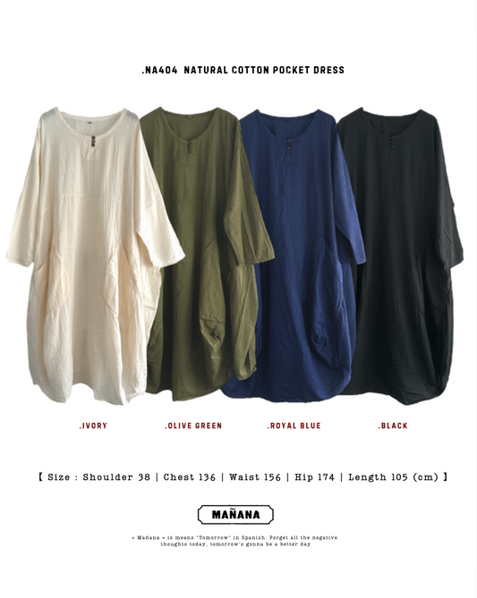 NA404 NATURAL COTTON POCKET DRESS