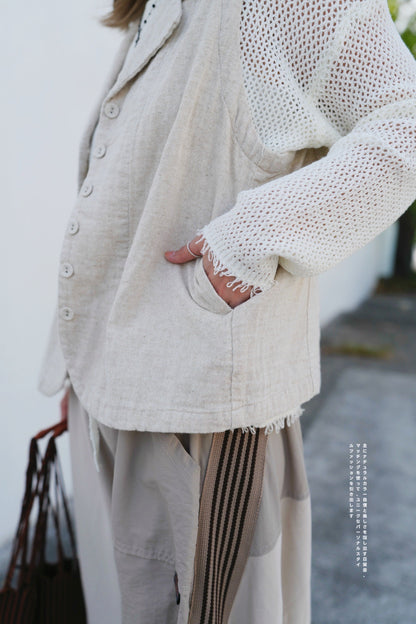 NA437 LINEN WORK VEST