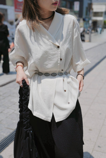 MZ761 CRINKLE KIMONO BLAZER