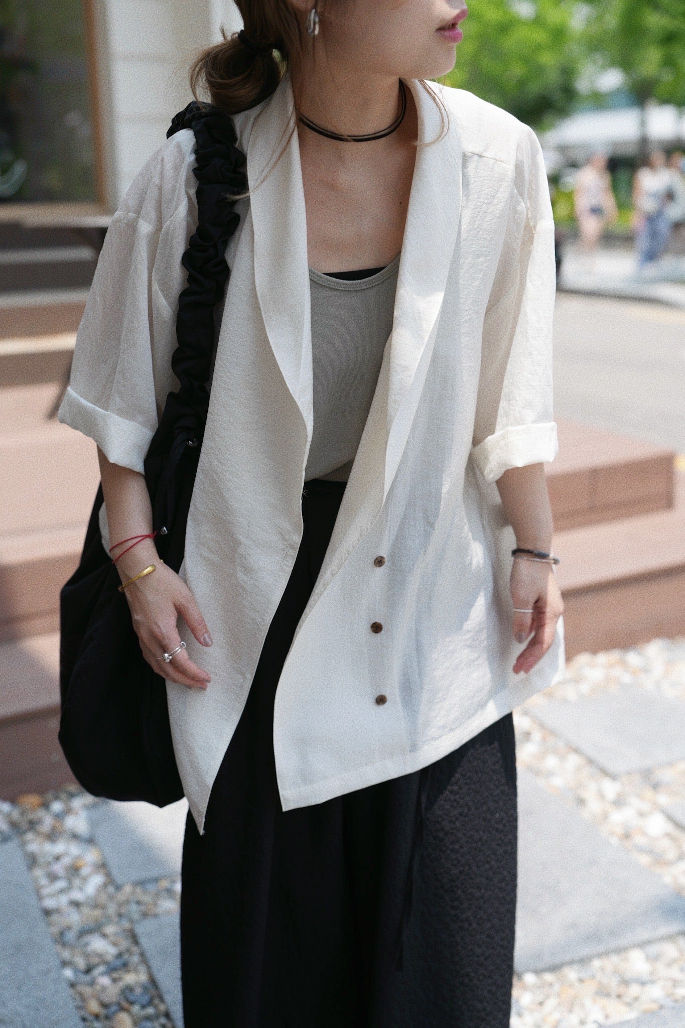 MZ761 CRINKLE KIMONO BLAZER