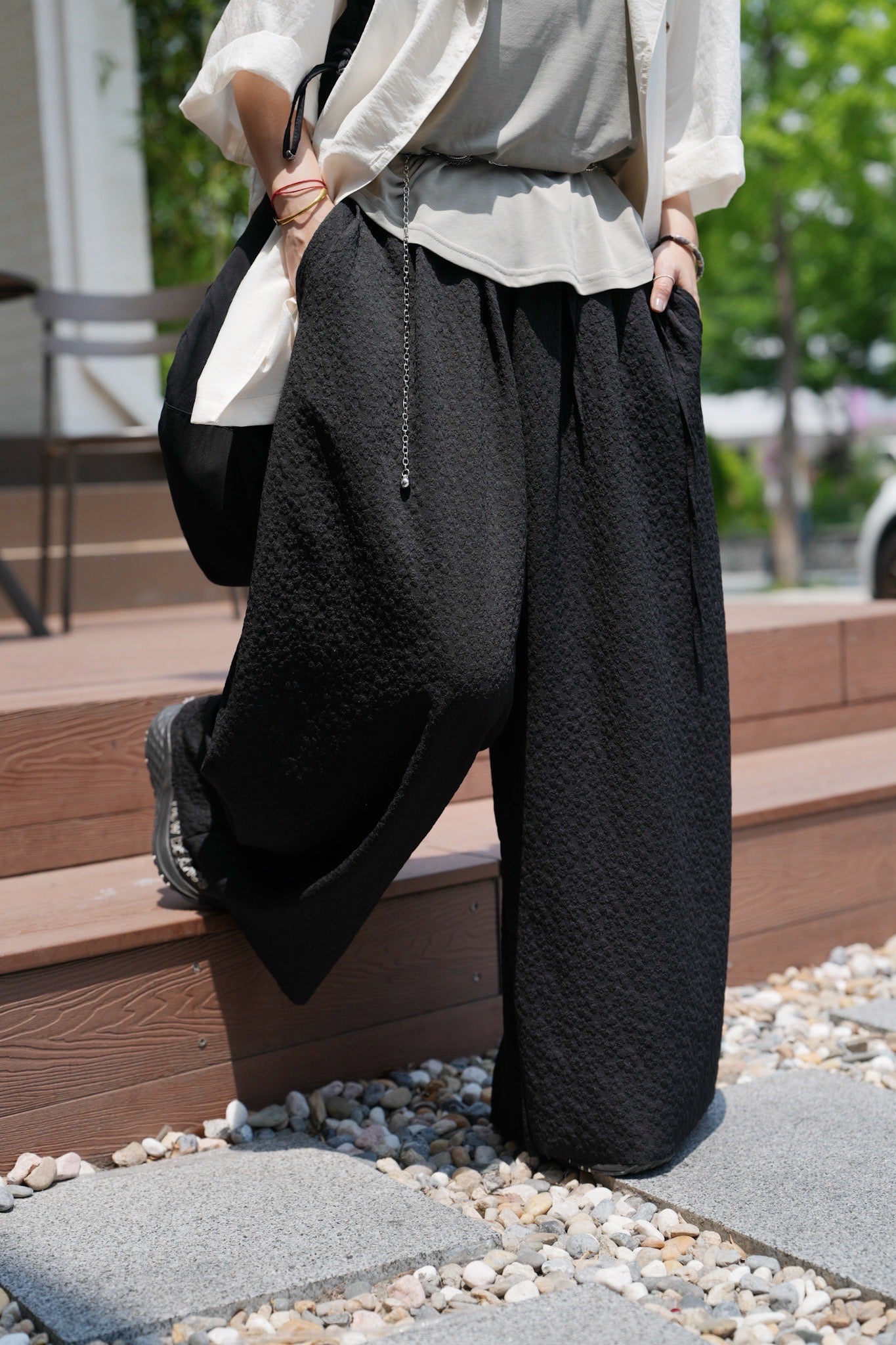 MZ770 JACQUARD WIDE LEG PANTS