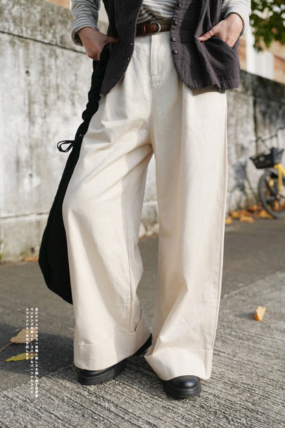 MZ621 WIDE LEG PANTS WITH BELT