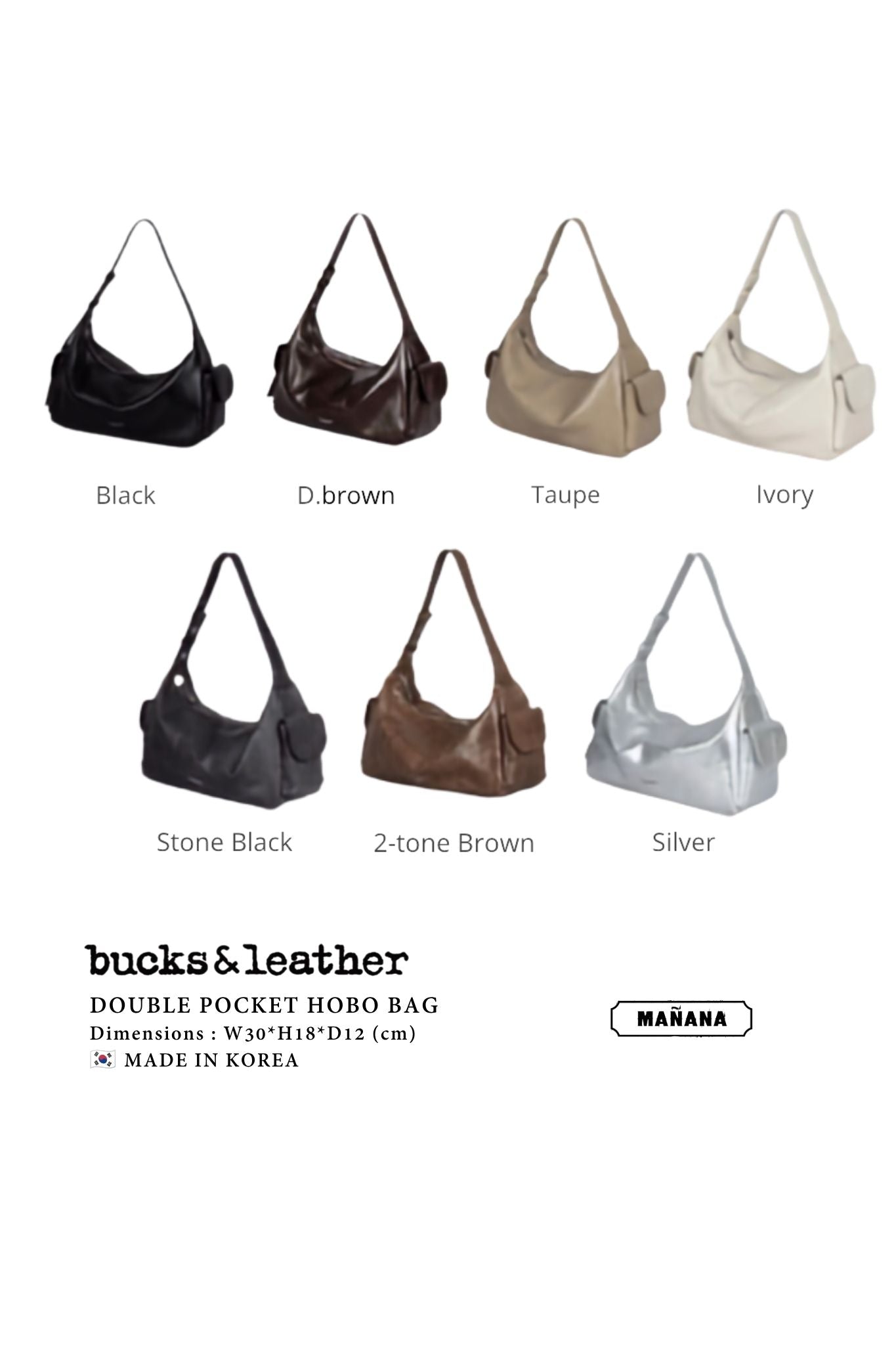 BUCKS & LEATHER HANDMADE DOUBLE POCKET HOBO BAG