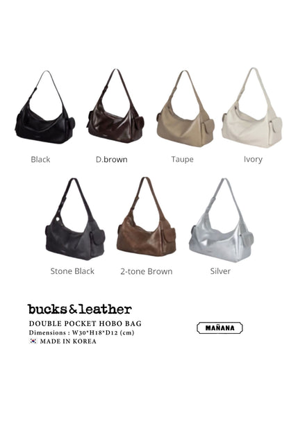 BUCKS & LEATHER HANDMADE DOUBLE POCKET HOBO BAG