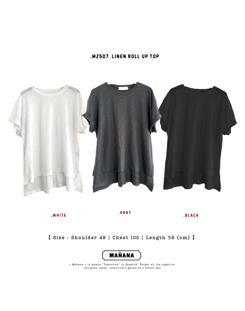 MZ507 LINEN ROLL UP TOP