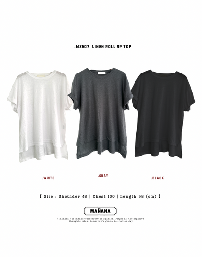 MZ507 LINEN ROLL UP TOP