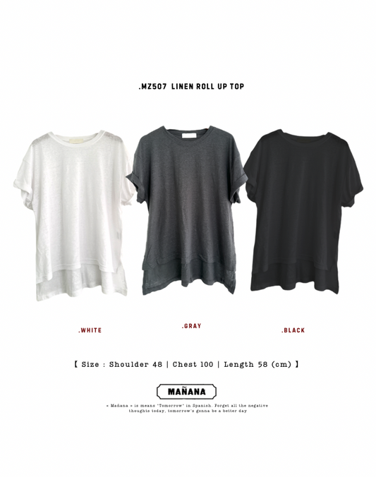 MZ507 LINEN ROLL UP TOP