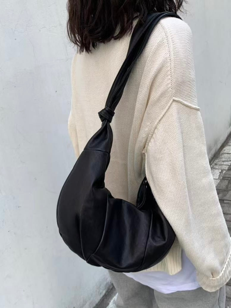 MB015 ITALIAN HANDMADE LAMBSKIN CROISSANT HOBO BAG