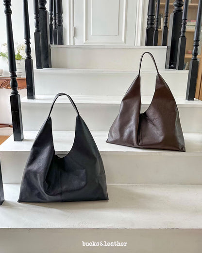 BUCKS & LEATHER ITALIAN LEATHER LARGE TOTE BAG / 2 COLORS