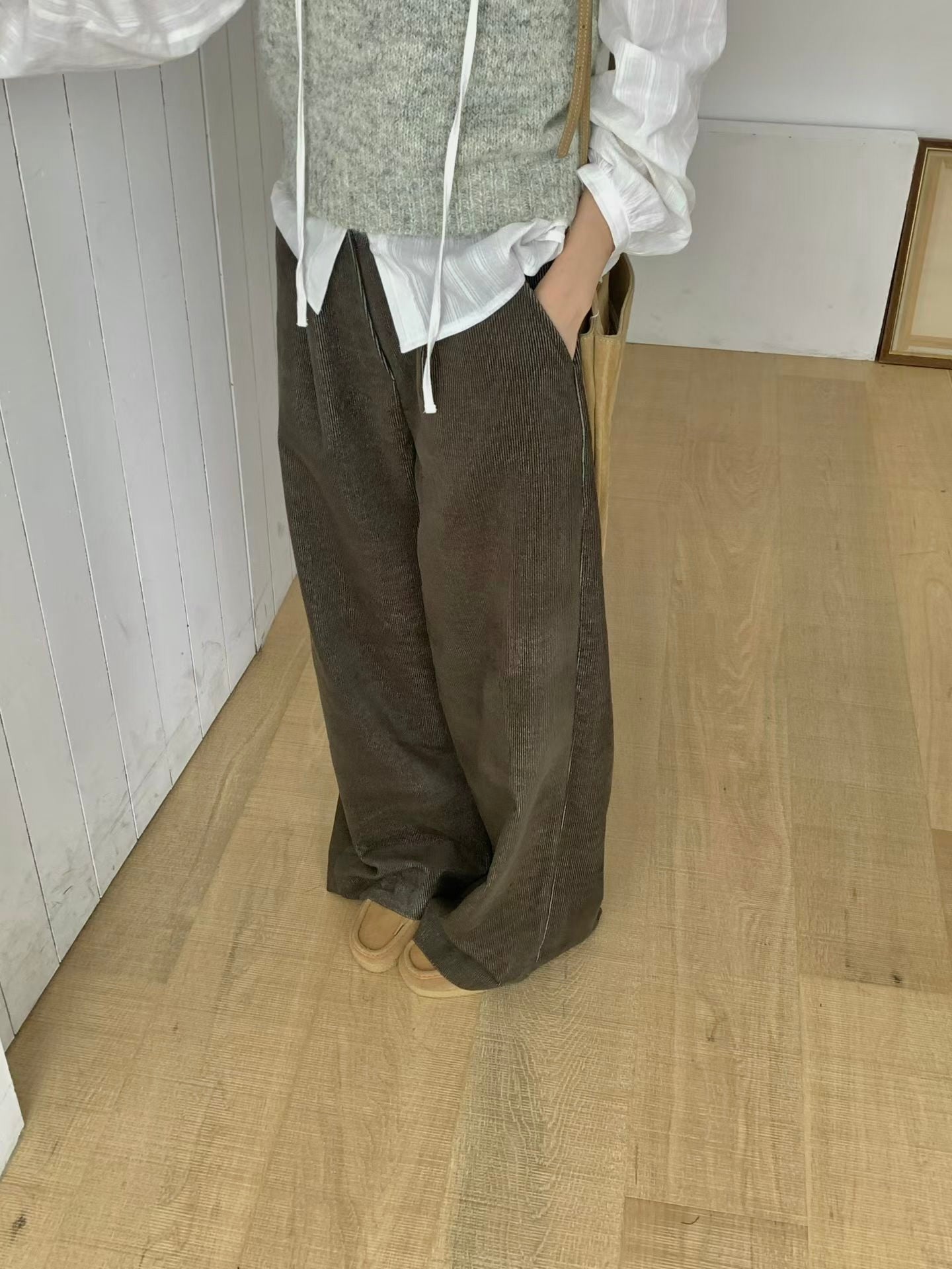 MZ861 ELASTIC WAIST CORDUROY PANTS