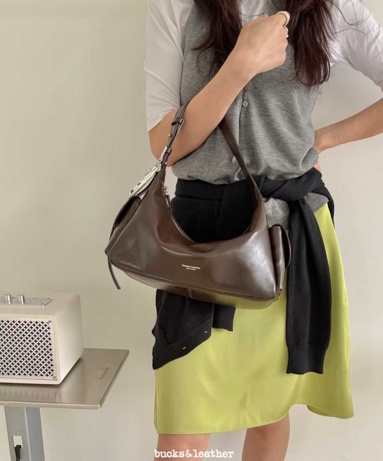 BUCKS & LEATHER HANDMADE DOUBLE POCKET HOBO BAG