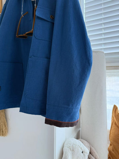 MZ848 CONTRASTED-COLLAR WORKER JACKET