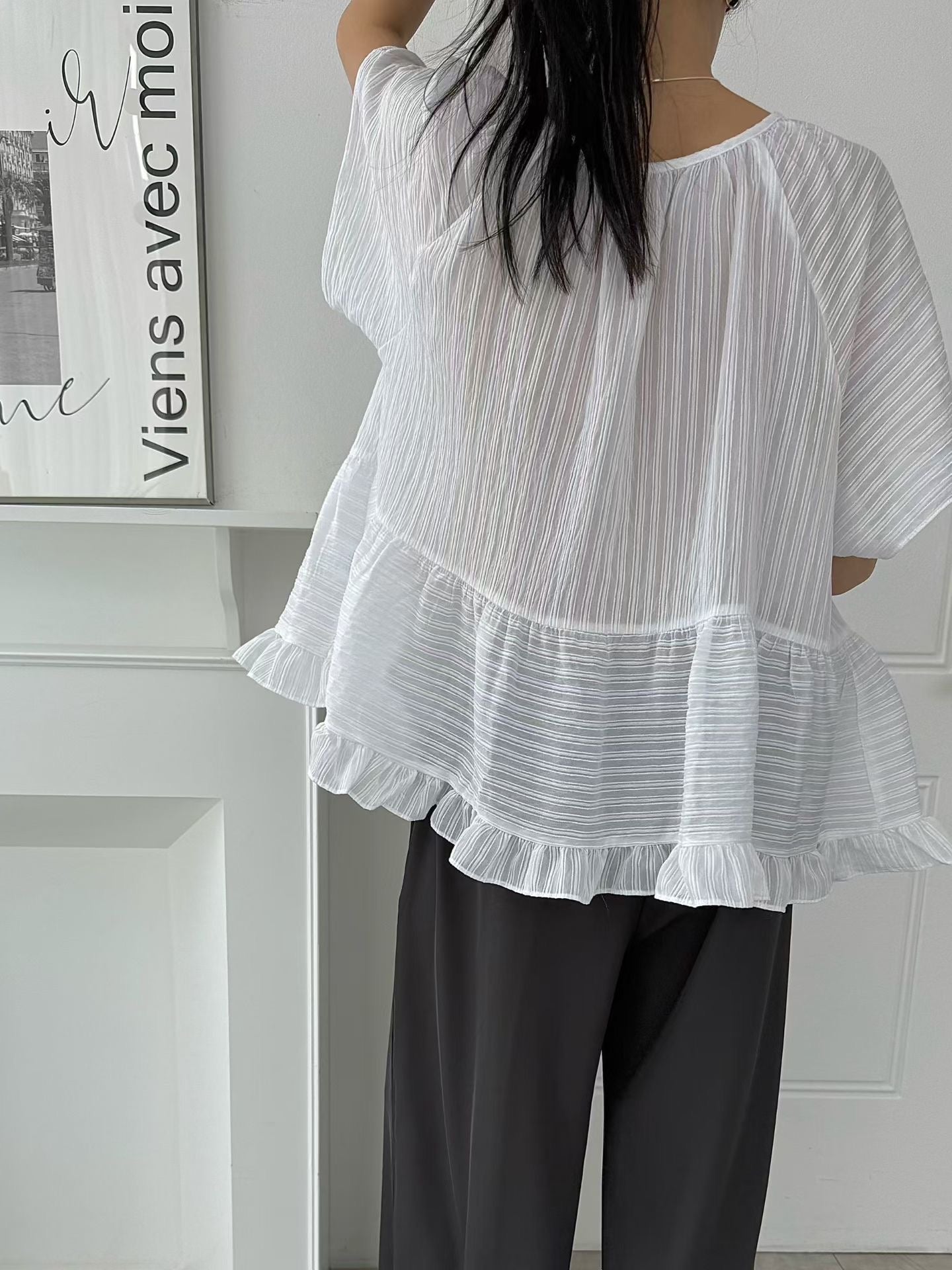 MB0014 SILKY DOBBY STRIPE BLOUSE