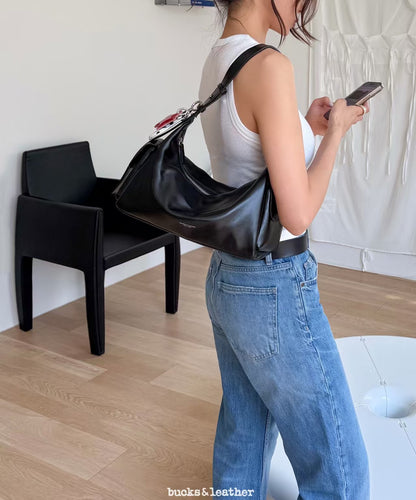 BUCKS & LEATHER HANDMADE DOUBLE POCKET HOBO BAG