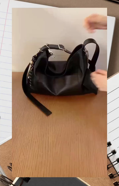 MZ847 LEATHER SQUARE TOTE BAG / 5 COLORS