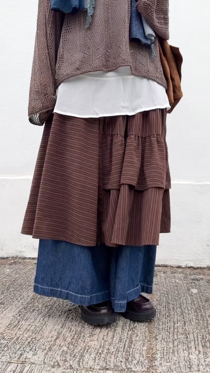MZ977 ASYMMETRIC STRIPED SKIRT